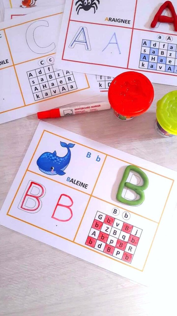 Apprendre L Alphabet Apprendre Les Lettres Fiches Etsy Denmark