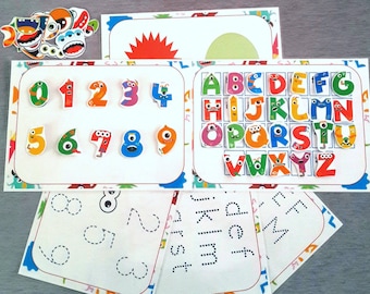Learning the alphabet and numbers, Learning support, Kindergarten, activity, PDF file to print, Educational game to print,