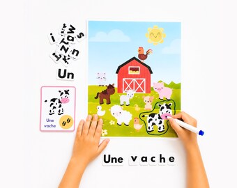 Farm animals, animal footprints, PDF file, printable resource, preschool activity