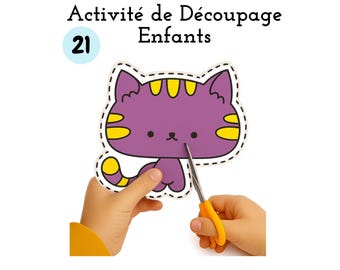 Children's Cutting Activity | 21 Printable Worksheets for Fine Motor Skills | Learning to Use Scissors (Preschool) PDF