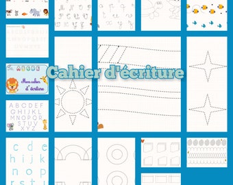 cahier d'écriture, alphabet , exercices d'écriture, livre d'écriture, lire et écrire, PDF, à imprimer