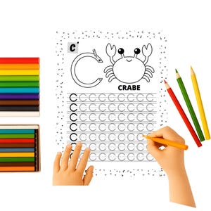 Printable Kindergarten Alphabet Writing Worksheets | 26 Letters + Practice Sheet | Montessori Graphics PDF Educational for Children 3-6 Years Old