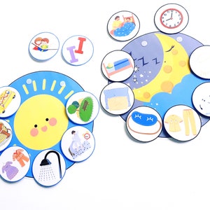 Giornata tipo, Routine quotidiana, Giorno e notte, Gioco Montessori, Grafici di responsabilità, Diagramma di routine Montessori