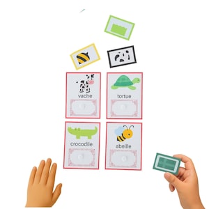 Jeu Éducatif Montessori Animaux et Vocabulaire | 20 Cartes à Associer + 20 Pièces à Compléter | Activité Motricité Fine  3-6 Ans