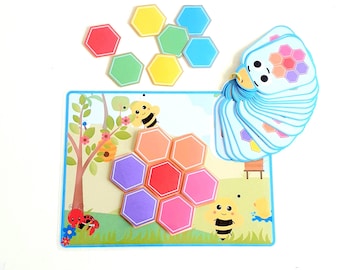 Montessori-kleuterschoolspel om kleuren te leren