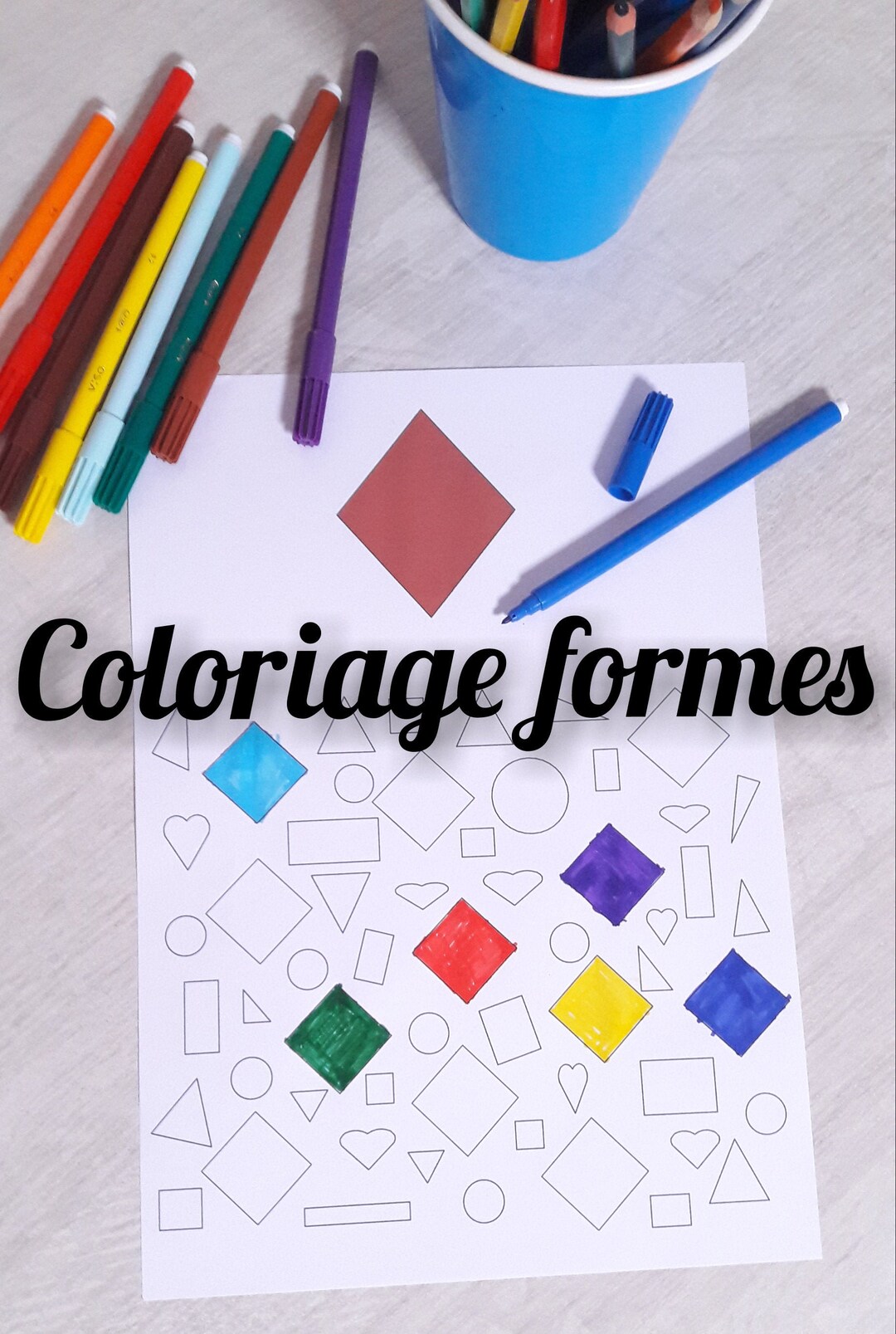 Coloring Shapes, Learning Exercise, Coloring for Children, Kindergarten ...