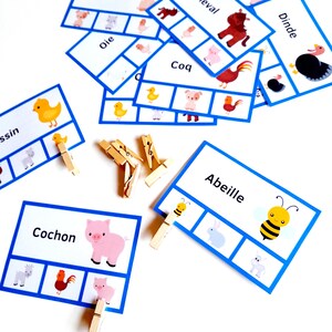 Boerderijdierenkaarten, dierenassociatiespel, Montessorispel, kleuterschoolactiviteit, PDF om af te drukken, geheugenspel, educatief spel, afbeelding 5