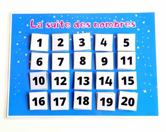 Aprenda a sequência dos números, Números de 1 a 20, Aprenda a contar, Atividade de jardim de infância, Jogo educativo para imprimir, PDF para imprimir,