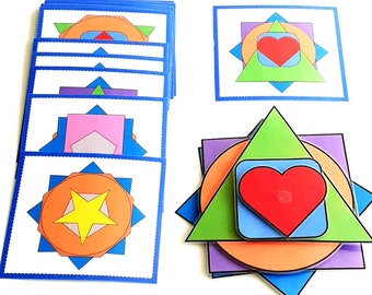 Vormenspel, geometrische vorm, vormen, geometrische vormenactiviteit, kinderdagverblijfactiviteit, PDF om af te drukken, Montessori-activiteit.