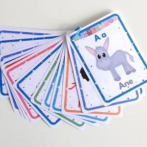 Cartes alphabet, Abécédaire des animaux, Cartes ABC, Cartes mémoire alphabet, Cartes des lettres, Jeu éducatif, Jeu lettres de l' alphabet