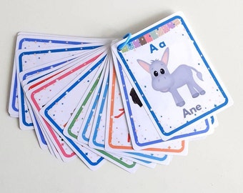 Cartes alphabet, Abécédaire des animaux, Cartes ABC, Cartes mémoire alphabet, Cartes des lettres, Jeu éducatif, Jeu lettres de l' alphabet