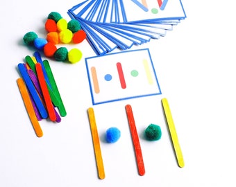 Kleurrijk stokkenspel, kleuterspelletjes om te maken, fijne motoriek, Montessorispel, kleuterschoolactiviteit, geheugenspel