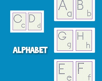 Tracing letters, ABC cards, kids activity, learning alphabet, flash cards, homeschool,