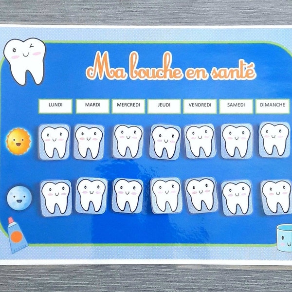 Calendrier Brossage des Dents, Calendrier de Motivation, Tableau d'Hygiène des Dents, Fichier PDF à Imprimer et à Plastifier, Jeu Educatif,