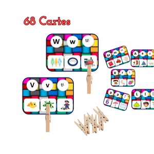 Cartes phonétiques alphabet pour Apprendre les lettres