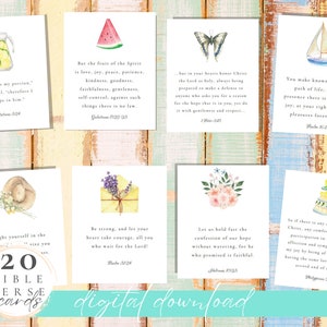 Tarjetas de Escritura de Esperanza y Alegría imprimibles / Tarjetas de versículos bíblicos con temática de verano / Descarga digital de estímulo cristiano / Tarjetas de versículos de memoria