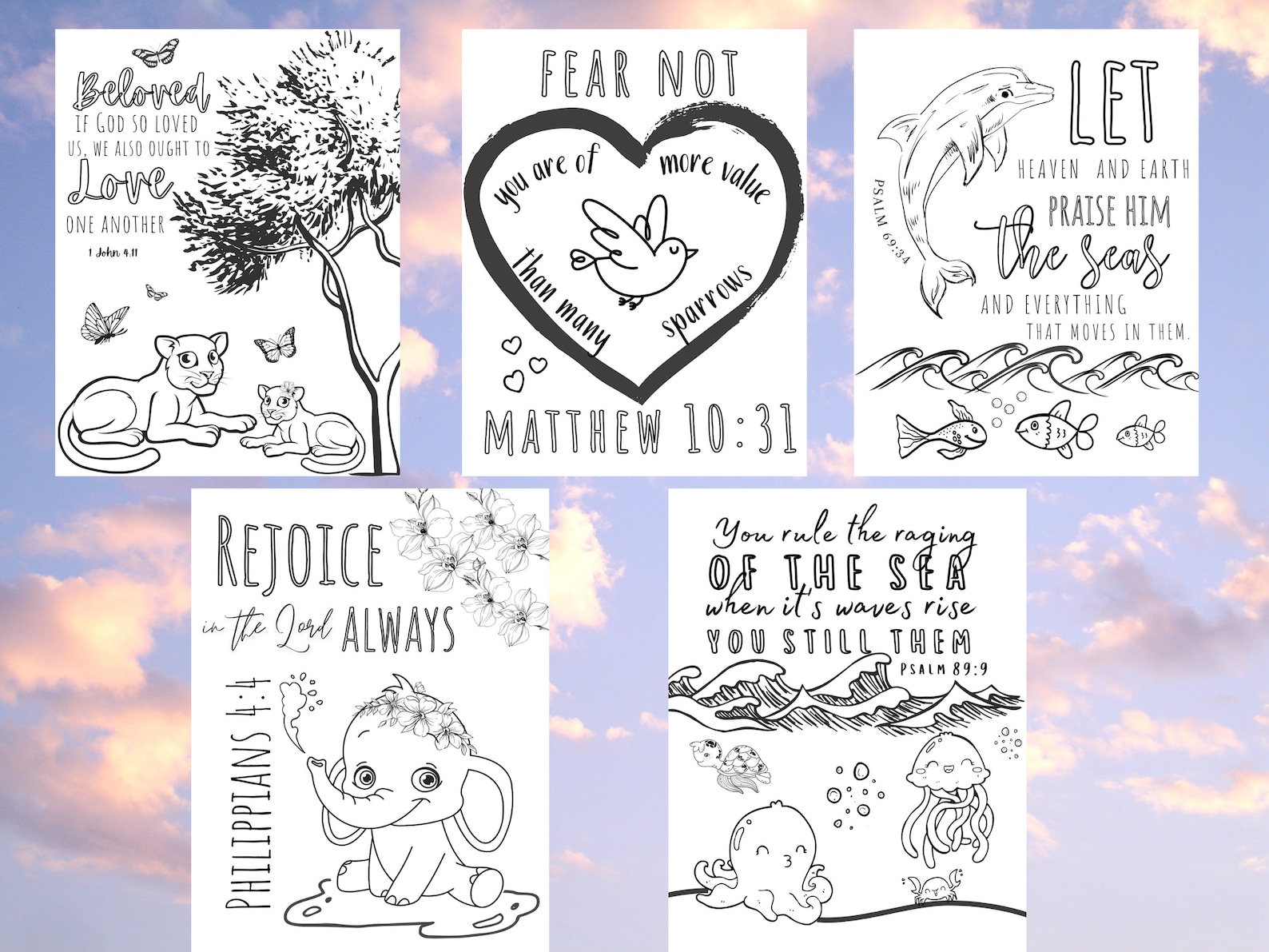 Kids Bible Verse Coloring Pages Christian Coloring Pages - Etsy
