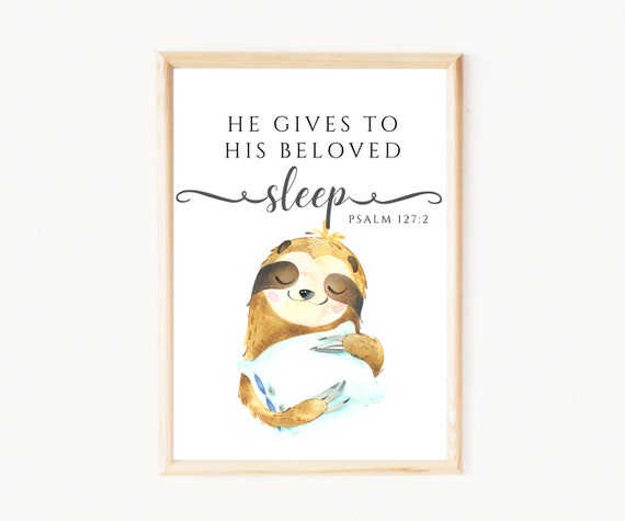Psalm 127 Baby Boy Verses Sleepy Sloth Sleep Bible Verse | Etsy