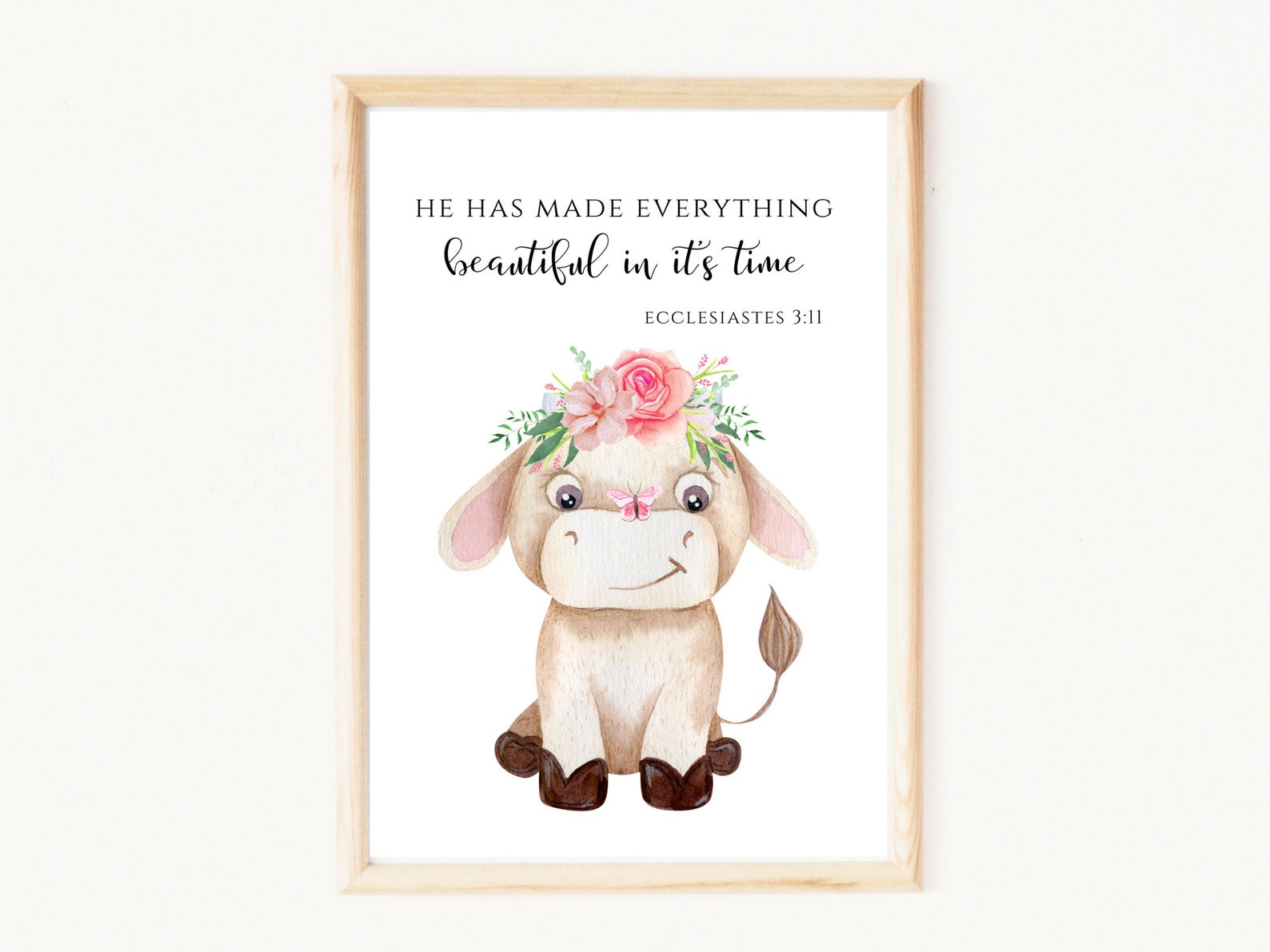 Nursery Bible Verse Girl Nursery Cow Wall Art Farmhouse Nursery Decor