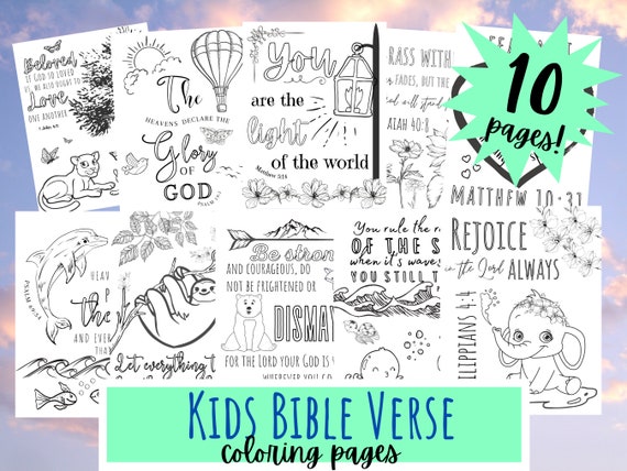 Download Kids Bible Verse Coloring Pages Christian Coloring Pages Etsy
