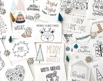 Kids Printable Coloring Page Holiday Card Christmas Cards - Etsy