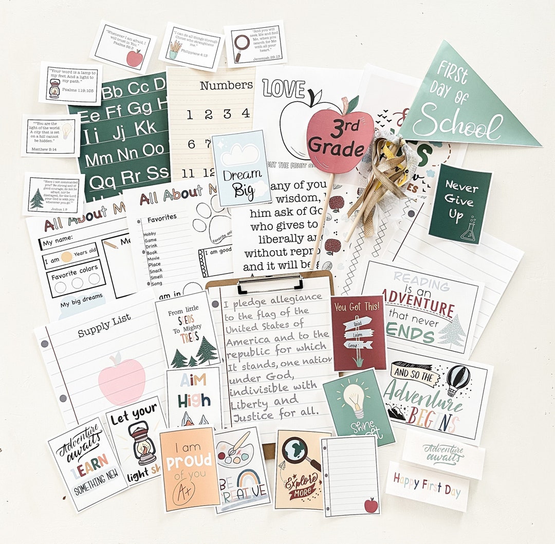 Back to School Printable Bundle | Banner, Photo Props, Lunchbox Cards ...