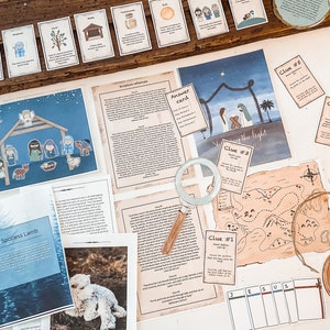 Kinder Weihnachtsschnitzeljagd, Krippenschatzsuche, Weihnachtsschriftspiel, Krippenspiel, Weihnachtsspiel, Suchen und Finden von Weihnachten, Jesus