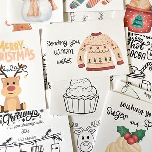 Tarjetas de Navidad de mamá y yo, tarjetas de Navidad, tarjetas de Navidad para niños, tarjetas navideñas, tarjetas para colorear de Navidad, tarjetas de Navidad imprimibles, tarjeta