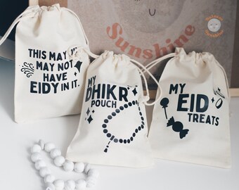 Eid Cotton Favor Bag – Dhikr Pouch, Treat Bag, Eidy Gift (4x6 in)