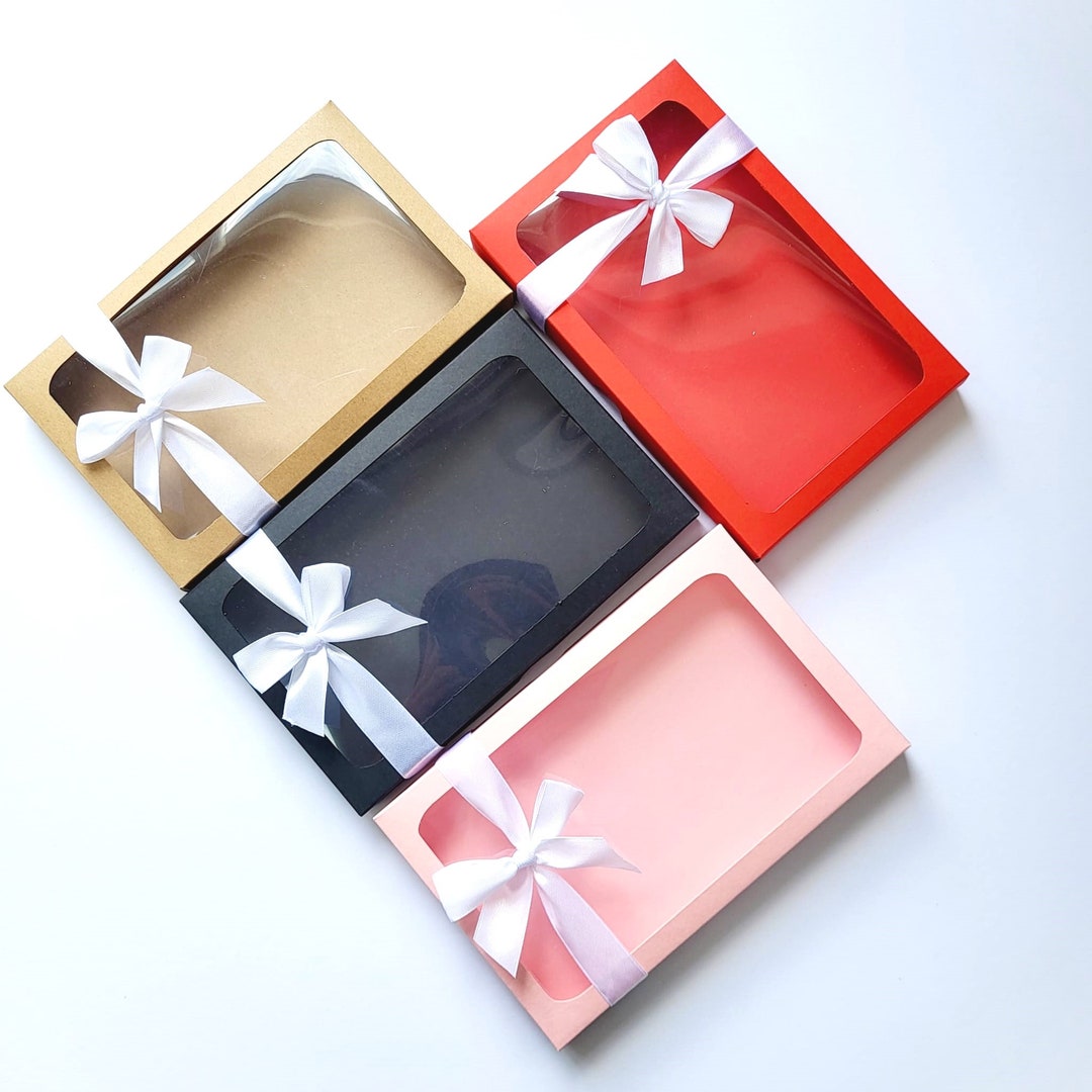 Gift Box With Window 20x12.5x2 Cm , Perfect for Handmade Gifts, Crafts