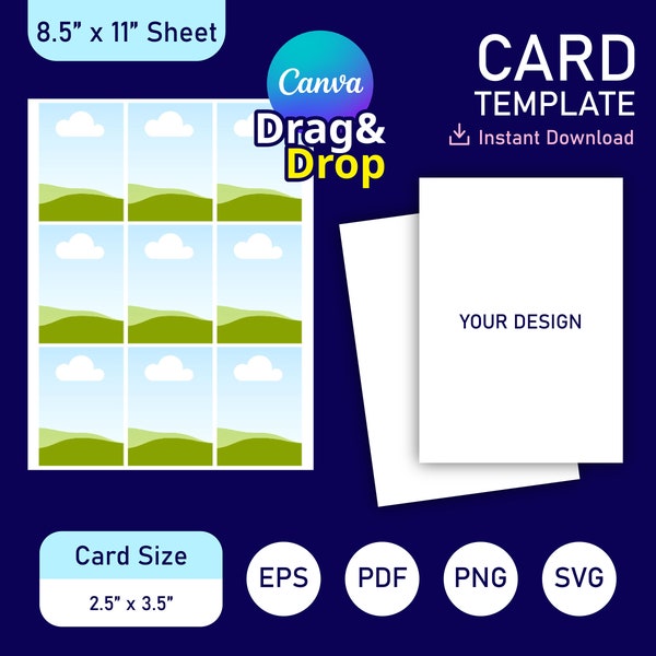 Card template , Playing Card template, Play Card Canva Template, Blank Playing Card SVG, Poker Card Template, Card Sublimation