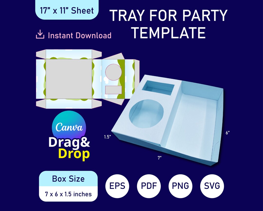 Tray for Party Template, Tray for Food, Tray Box Template, Food Tray ...