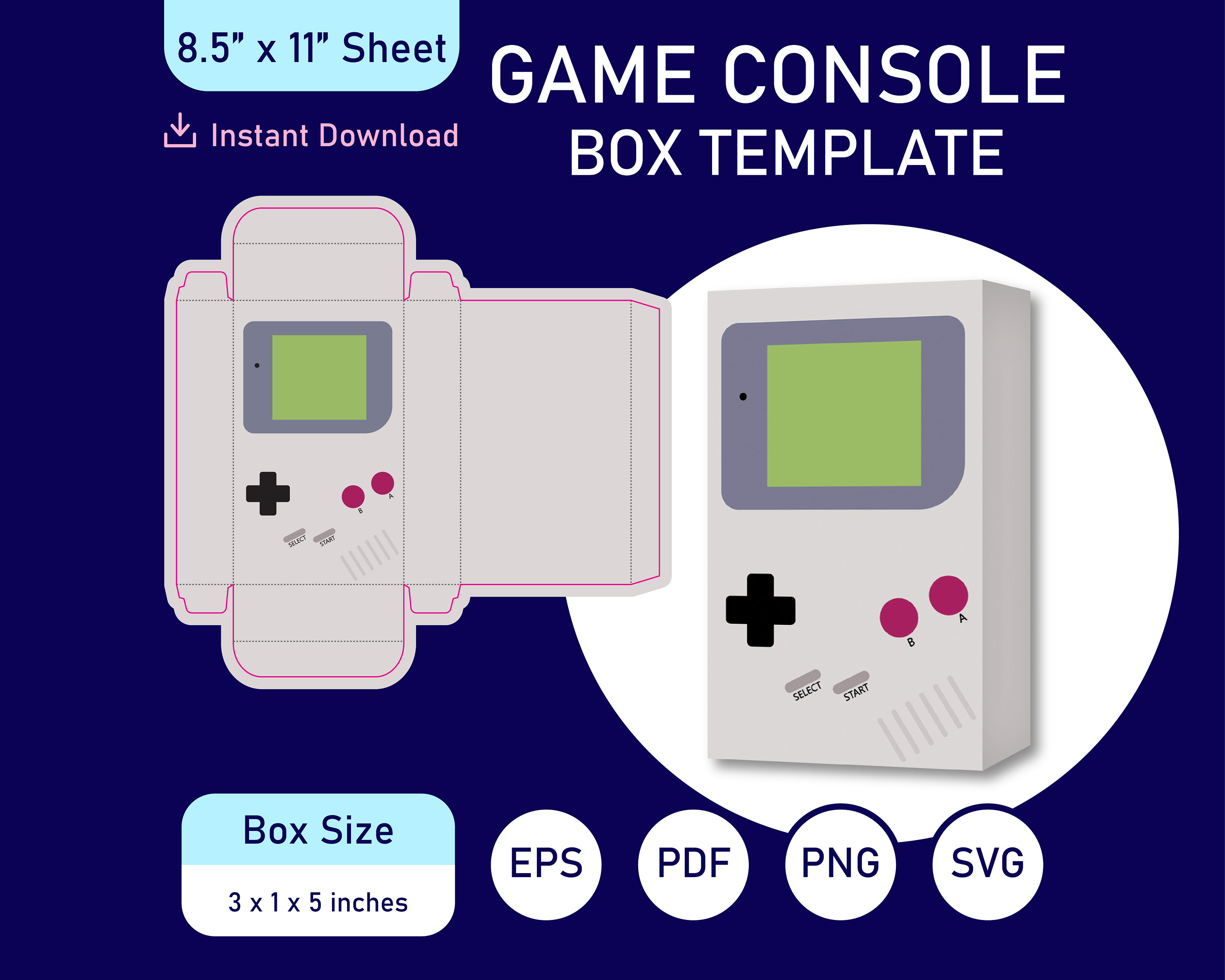 Game Console Box Template, Game Console Template , Game Device Box Template, Printable Game ...