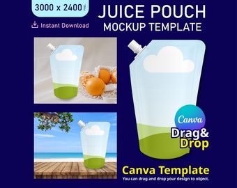Juice Pouch Mockup, Juice Pouch Mockup Template, Juice Pouch Mock up, Juice Mockup, Mockup, Juice Pouch Canva Mockup