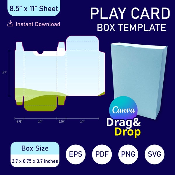 Play Card Box Template, Box for Play Card , Playing Card Packaging, Playing Card Box SVG Template