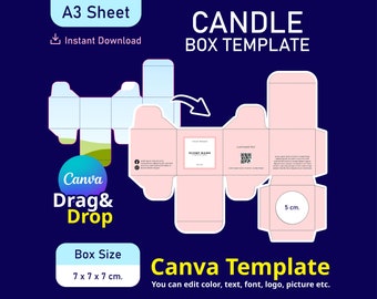 Candle Box Template, Canva Box Template, Box Template, Candle Box Packaging, Candle Canva Box Template, Box for Candle, Candle Box