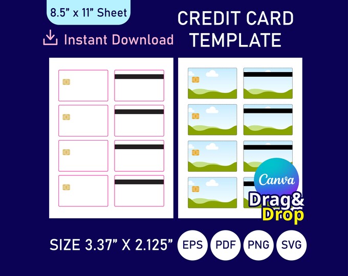 Credit Card Svg, Credit Card Wrap Template, Credit Card Label Template ...