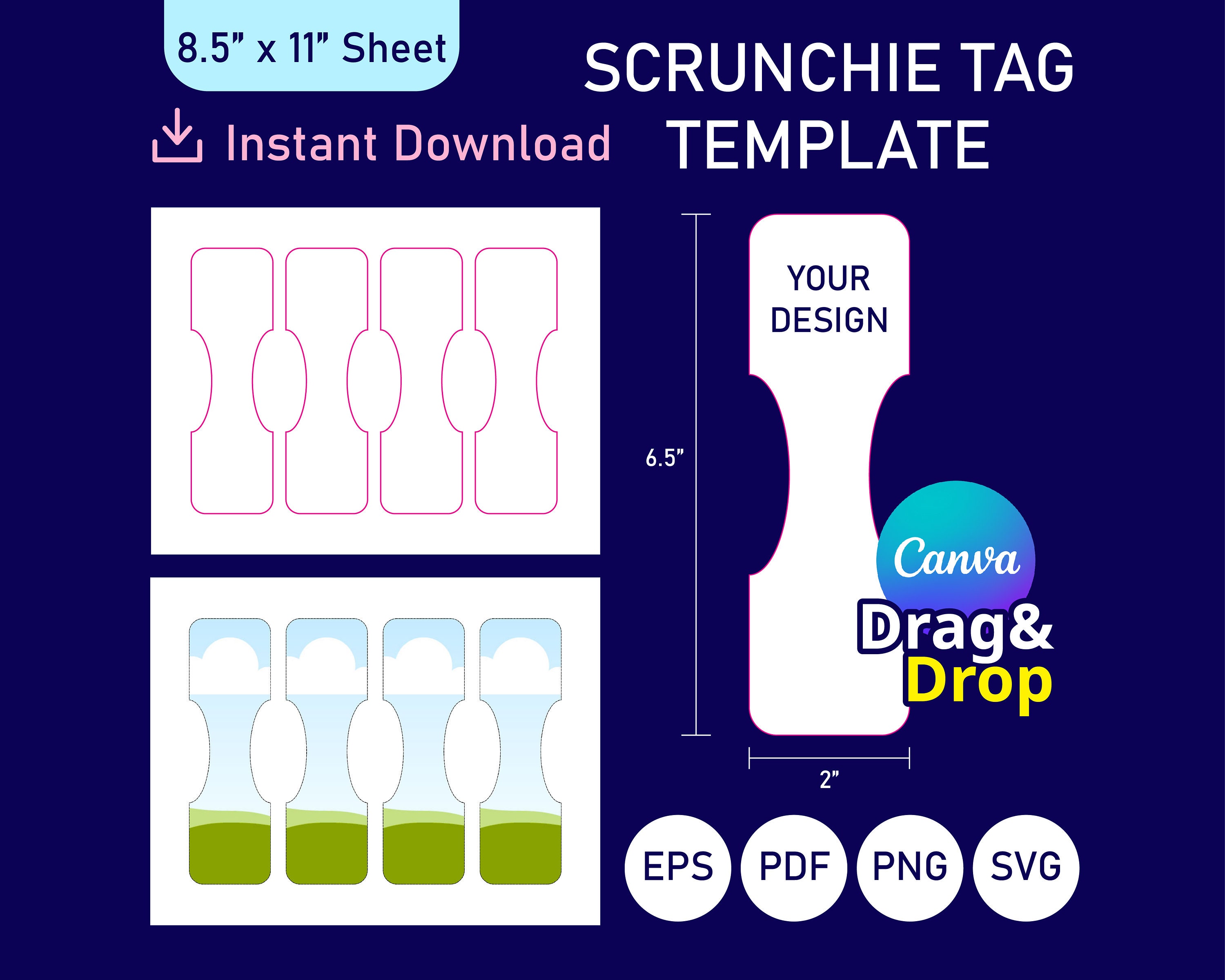Scrunchie Tag Template, Printable Scrunchie Tag Template, Tag Template ...