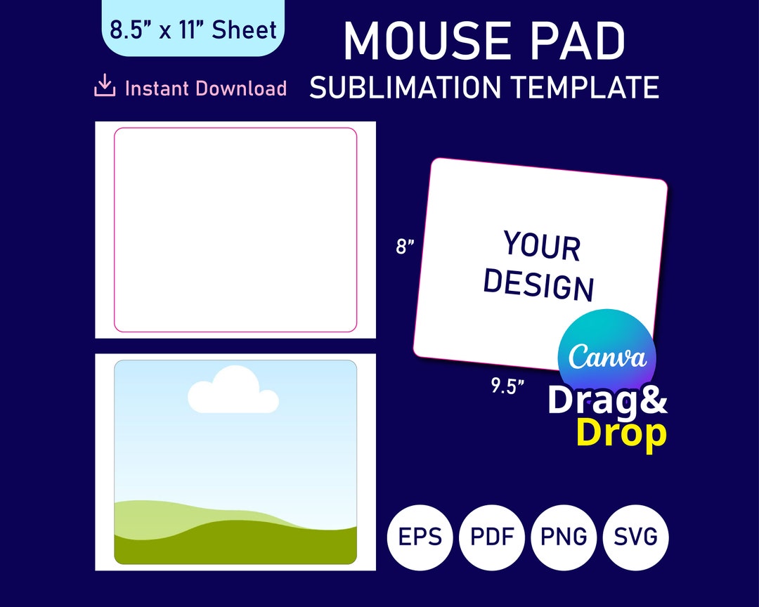 Mouse Pad Template, Mouse Pad Heat Transfer Template, Mouse Pad
