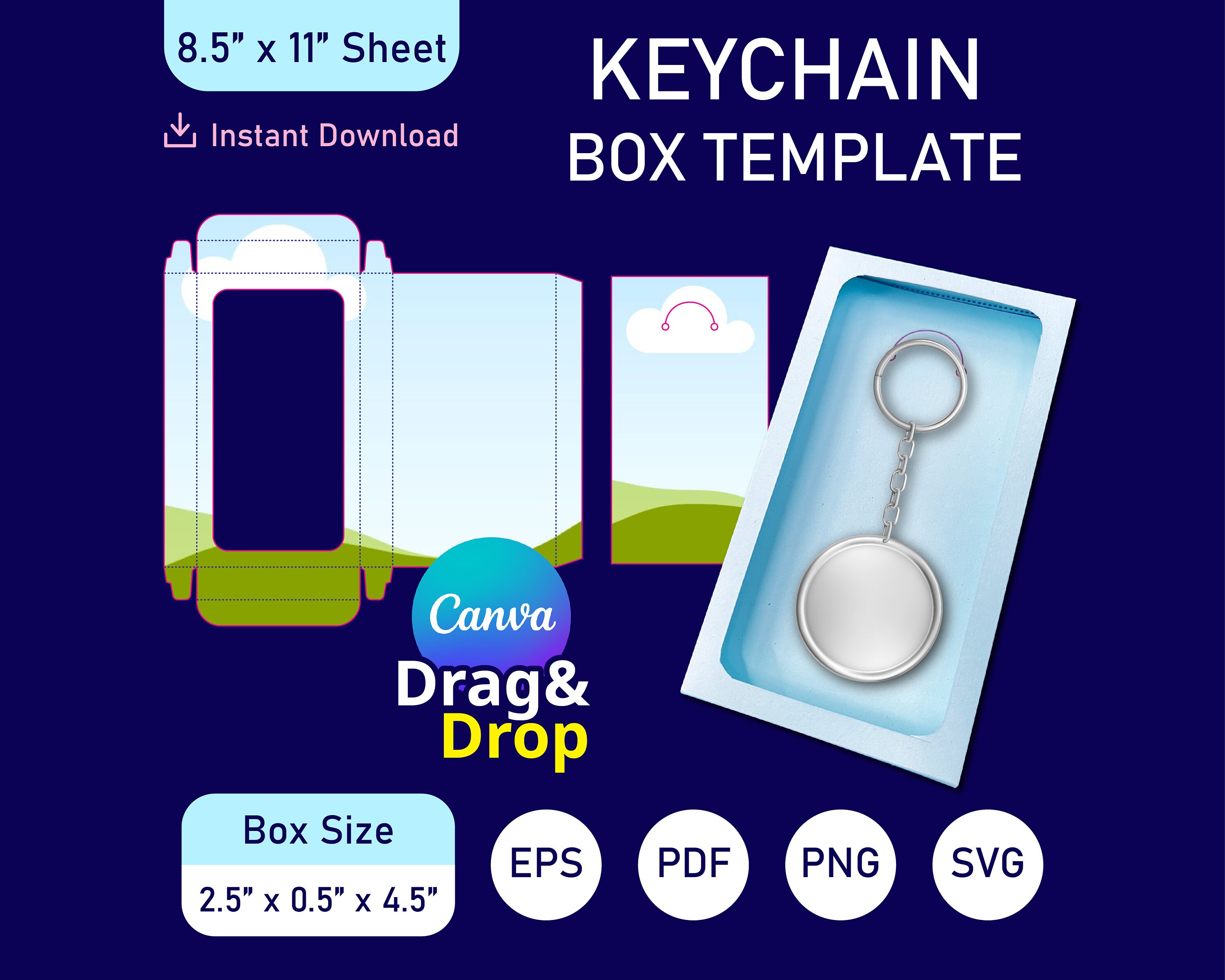 Keychain Box Template, Keychain Box Display, Keychain Box Packaging