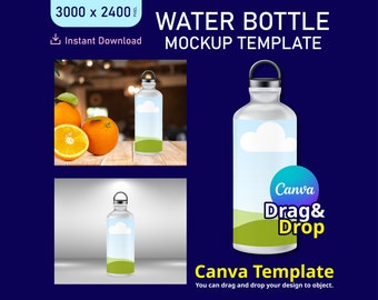 Water Bottle Mockup, Water Bottle Mockup Template, Water Bottle Mock up, Water Bottle Mockup Canva Template, Mockup, Water Bottle Display