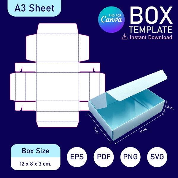 Gift Box Template, Classic Box SVG, Gift Box Packaging, Square Box SVG Template