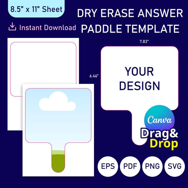 Dry Erase Answer Paddle Template , Paddle template, Paddle Canva Template, Blank Paddle SVG, Fan Template, Paddle Sublimation