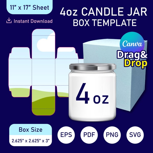 Candle Box Template, Candle Jar Box Template, Candle Packaging, Candle Box SVG Template, Candle Box Canva Template, Box For Candle