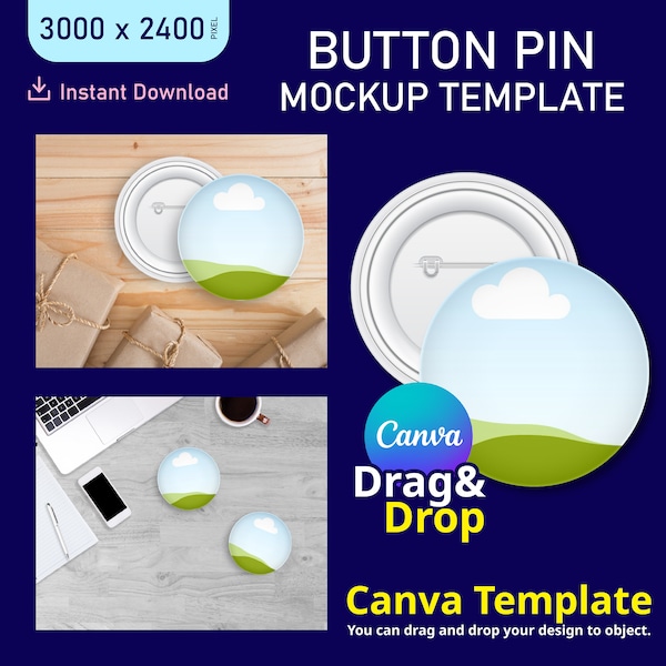 Button Pin Mockup, Button Pin Mockup Template, Circle Button Pin Mockup, Button Pin Mockup Canva Template, Mockup, Button Pin Mock up