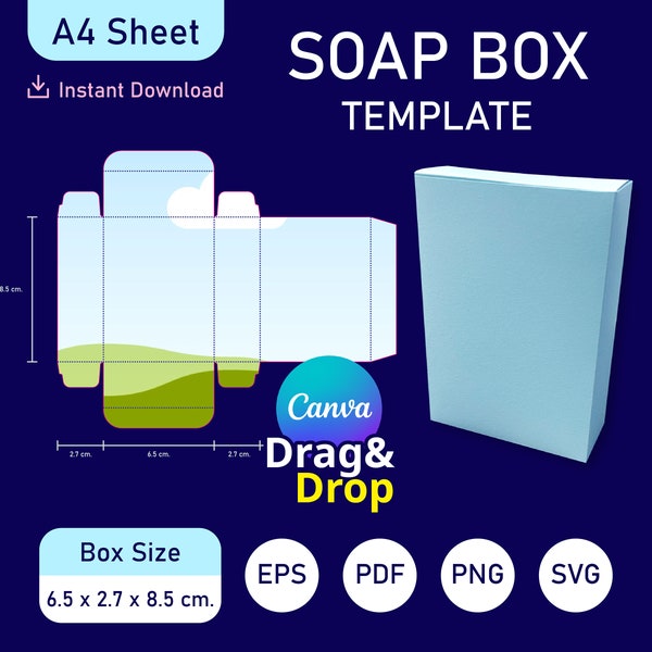 Box Template, Soap Box Template, Soap Packaging, Soap Box SVG Template, Soap Box Canva Template, Canva Box Template, Cosmetic Box Template