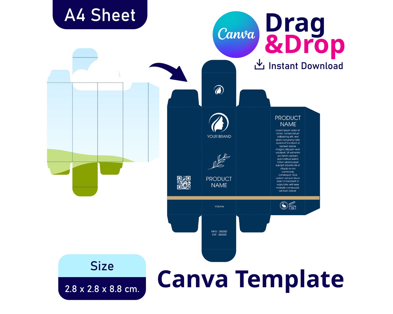 Cosmetic Box, Cosmetic Box Template, Cosmetic Box Design, Cosmetic Box
