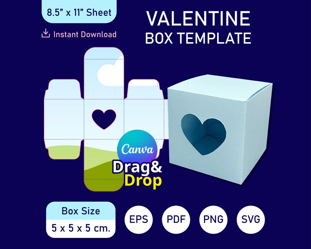 Valentine Box Template Heart Box Template Valentine Box Packaging