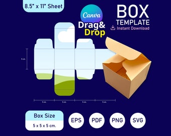 Classic Box Template, Square Box Template, Box Packaging, Classic Box Canva Template, Canva Template