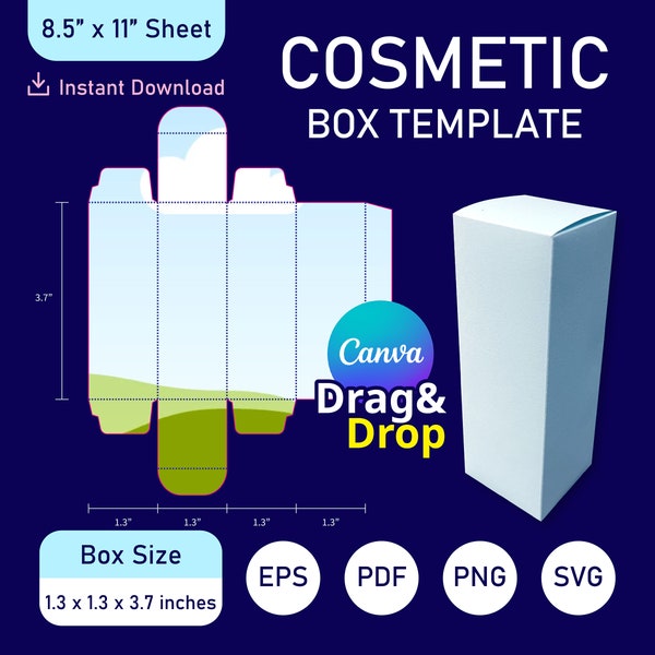 Modello di scatola per cosmetici, scatola per cosmetici SVG, confezione di scatola per cosmetici, modello SVG per scatola per cosmetici